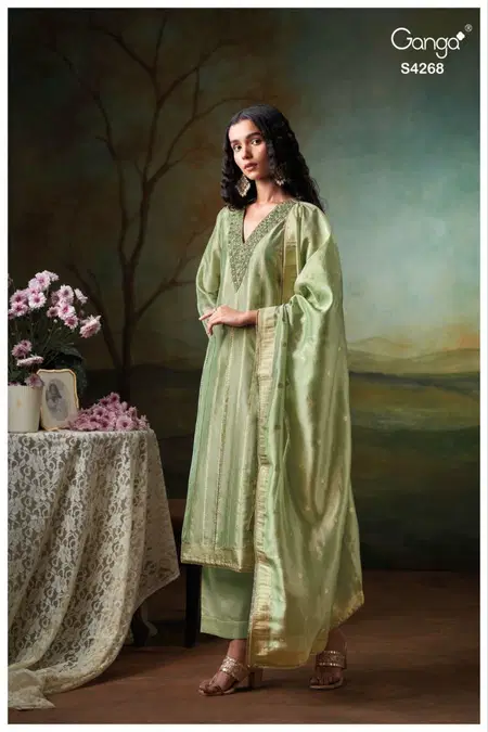 Jasmira 4268 By Ganga Kanjivaram Silk Dress Material Suppliers In India
